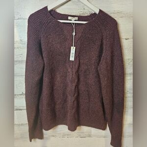 Max Studio NEW Maroon Womens Large Crew Neck Sweater Casual office wear